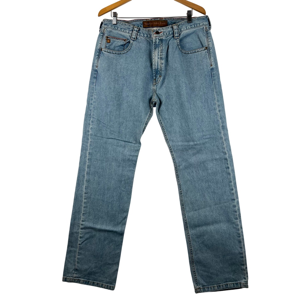 VTG Territory Ahead Jeans Mens 38x34 Classic Fit Light Wash Denim Pants y2k‎ 90s